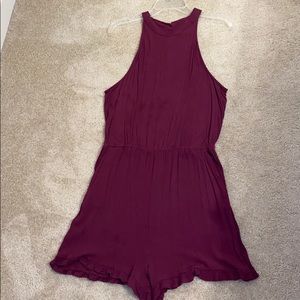 Mossimo Maroon Ruffle Shorts Sleeveless Romper